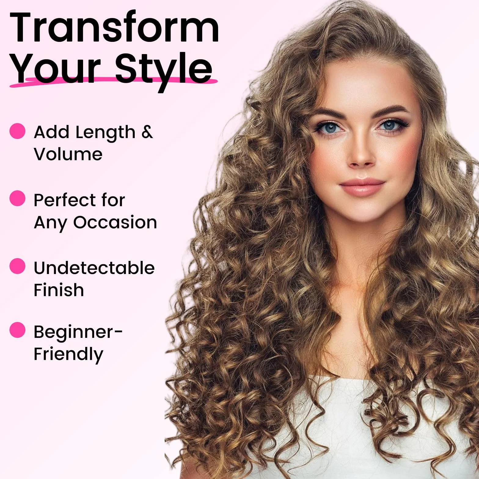 LunarCharm extensiones de cabello rizado de 4 piezas, 40 cm extensiones de cabello con clip, cortas invisibles naturales para mujeres, marrón chocolate con reflejos
