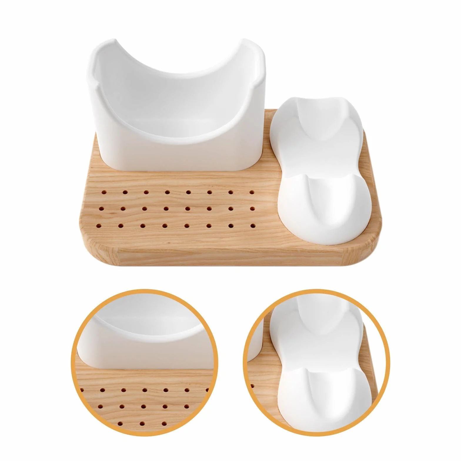 Soporte de Madera para Torno de Uñas 3 en 1, Expositor de Silicona Suave para Manicura