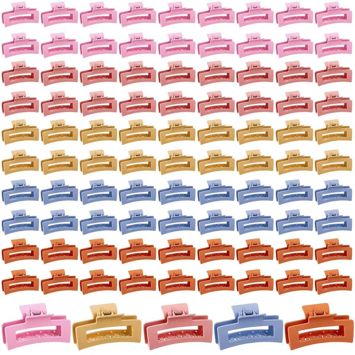 XunYee Juego de 100 pinzas para el pelo a granel, pinzas grandes a granel, pinzas para el pelo de mandíbula cuadrada para mujeres, antideslizantes, rectangulares, accesorios para el cabello para niñas