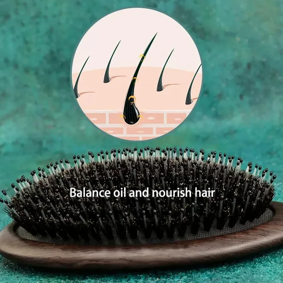 Cepillo de pelo de cerdas de jabalí para cabello grueso, rizado, fino, largo, corto, húmedo o seco, añade brillo y hace que el cabello sea suave, el mejor cepillo de pelo de paleta para hombres