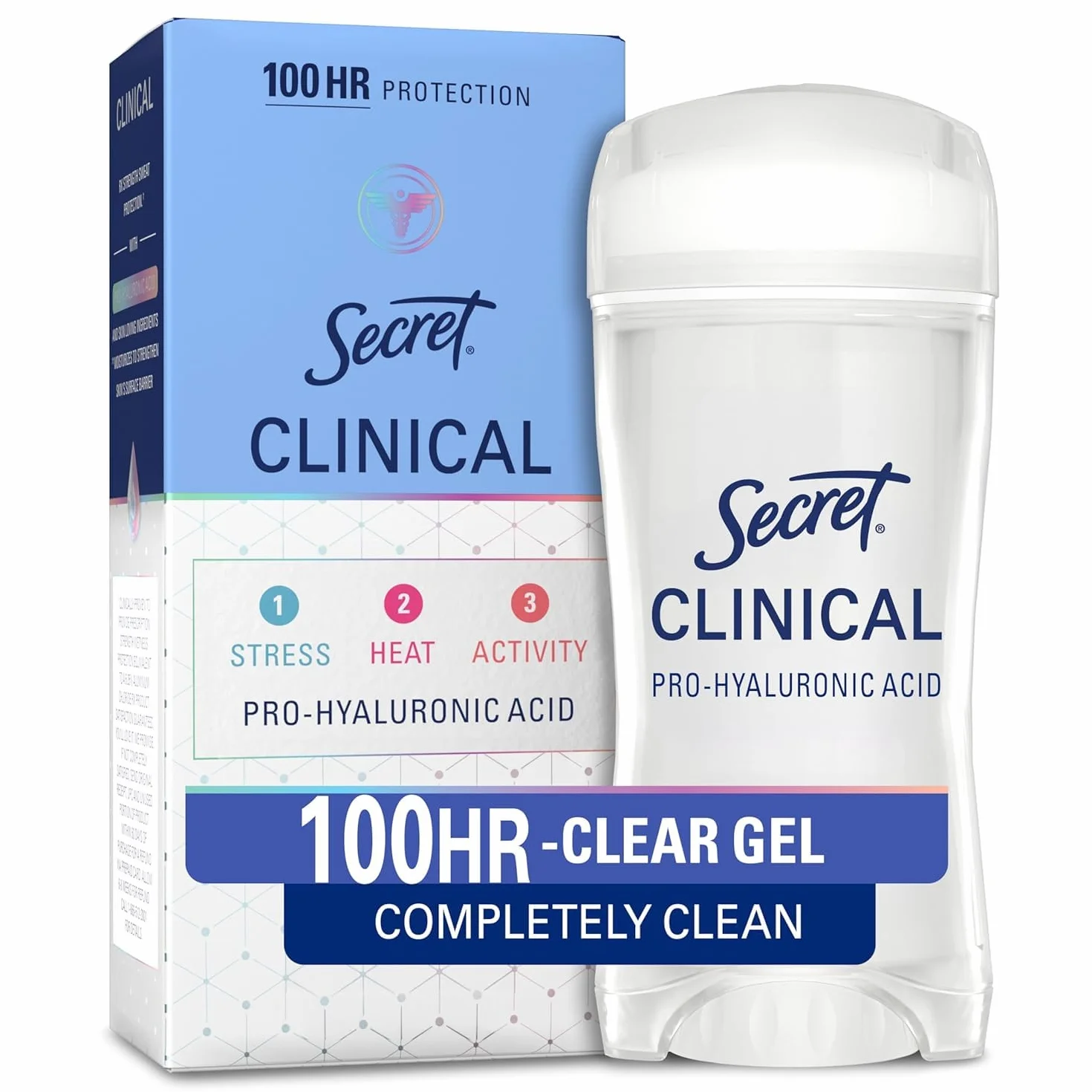Secret Clinical Strength Desodorante y Antitranspirante para Mujer, Gel Transparente, Completamente Limpio, 6,6 oz