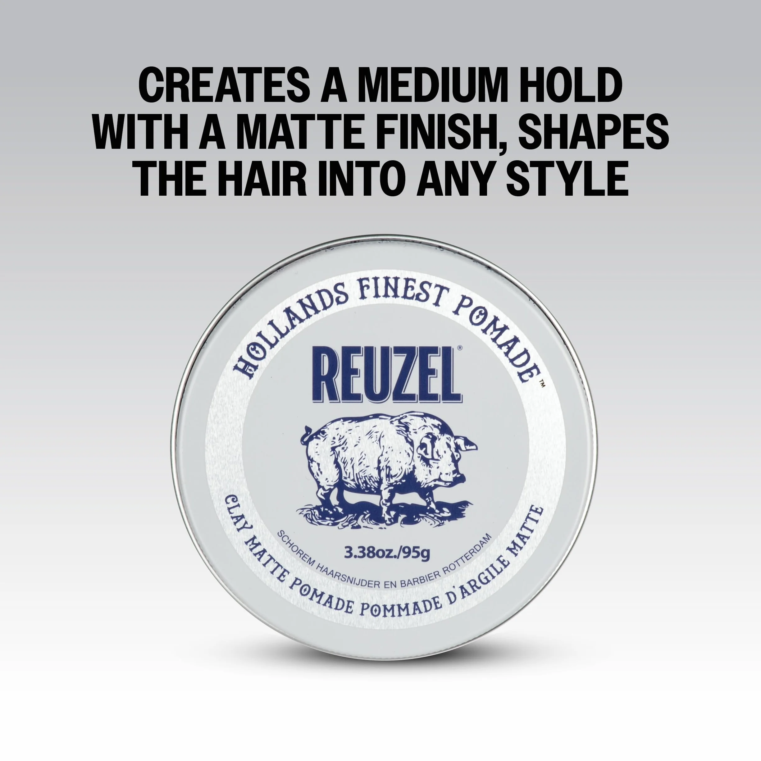 Reuzel 2026 Road Trip, Matte Clay Pomade, No Shine with Medium Hold for a Natural Style and Finish, 95g + Free Travel Size 35g