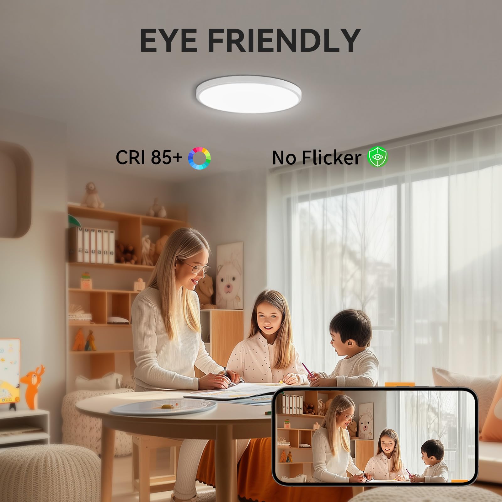 Ultra-Slim LED Ceiling Light, 5000K Daylight