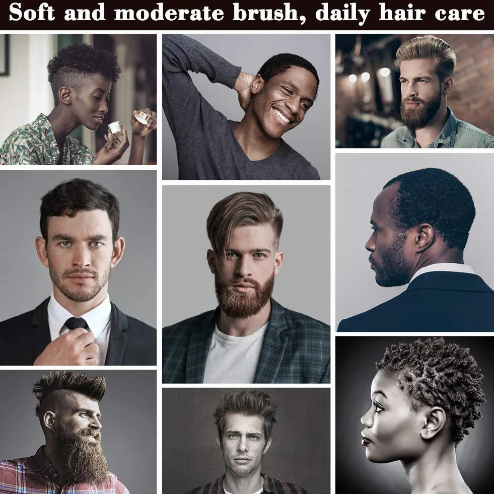 Cepillo de Pelo Cerdas Jabalí, Madera Cerda Barba con 100% Suave Jab para Peinar Jabalí Natural Juego el pelo Cepillos Cabello Limpieza Alisar Masajear cabello Desenredar Mejorar Brillo
