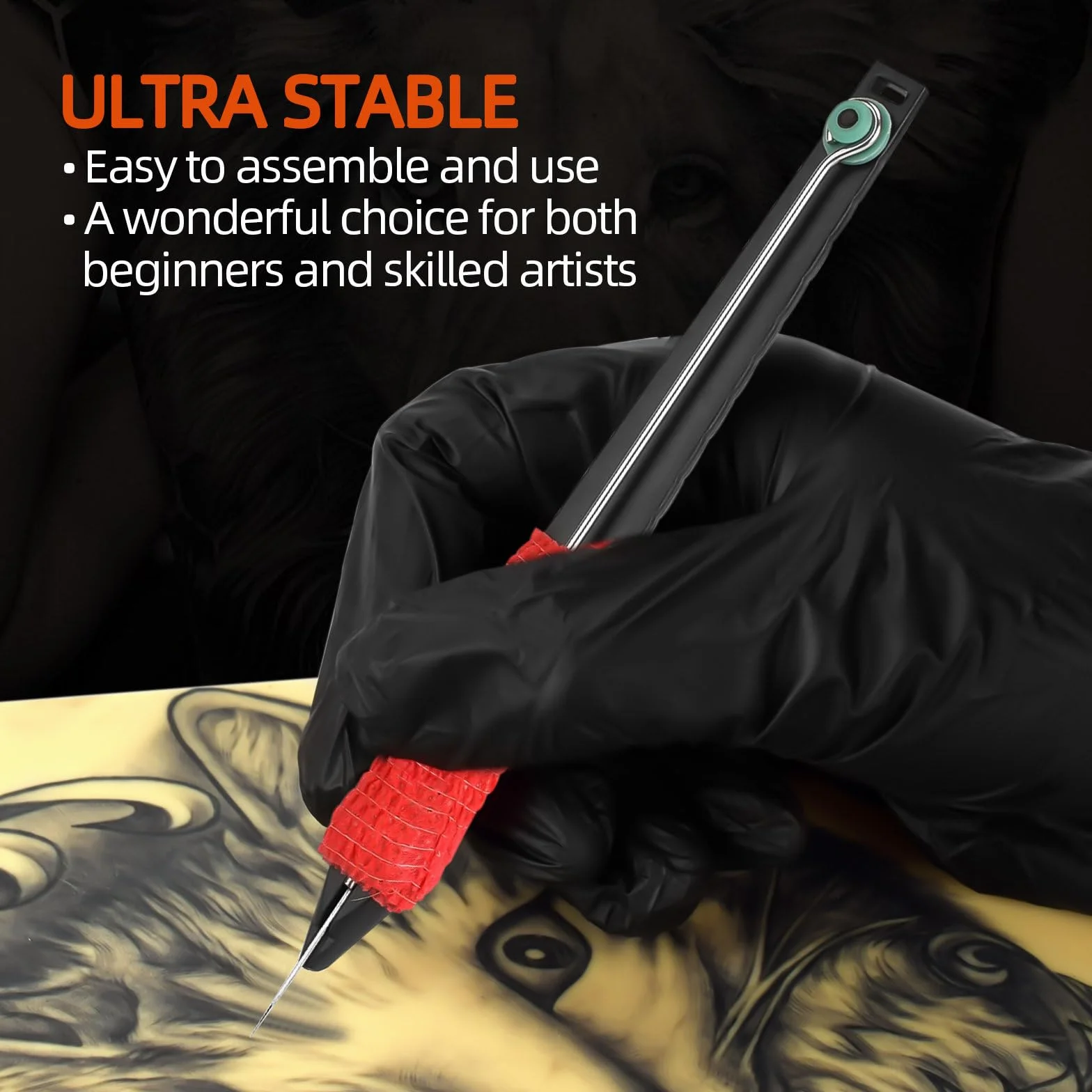 ATOMUS Kit de bolígrafo manual de tatuaje con tintas de tatuaje, agujas, piel de práctica, vasos de tinta y papeles de transferencia (KIT 2)