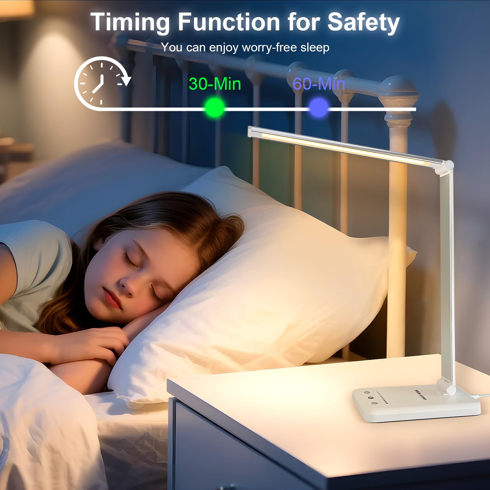 Modern Dimmable LED Desk Lamp with USB Charging & Timer
