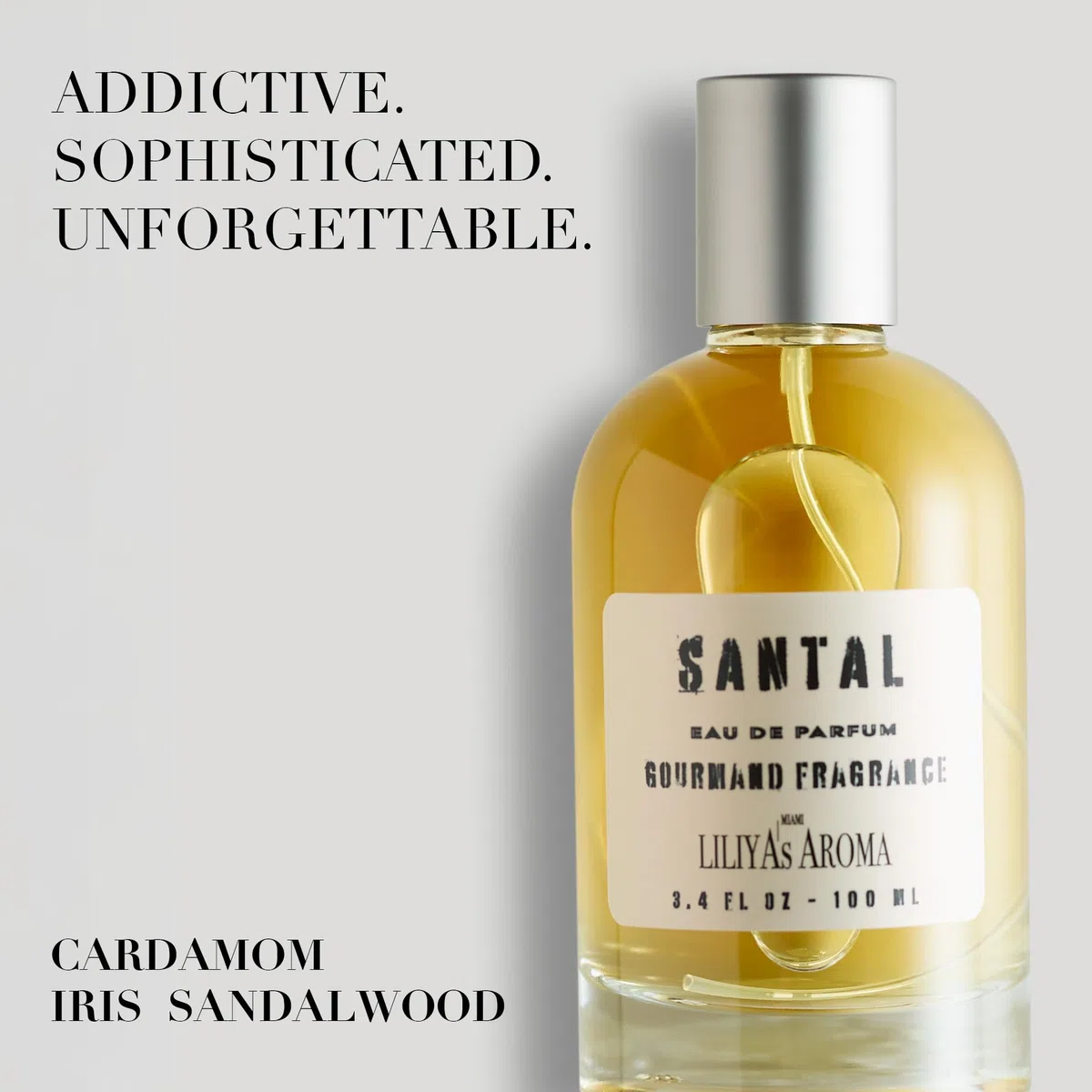 Liliya's Aroma SANTAL Liliya's Aroma Eau de Parfum para hombre y mujer, una fragancia lisa cautivadora que captura la esencia de la elegancia pura y la sofisticación atemporal.