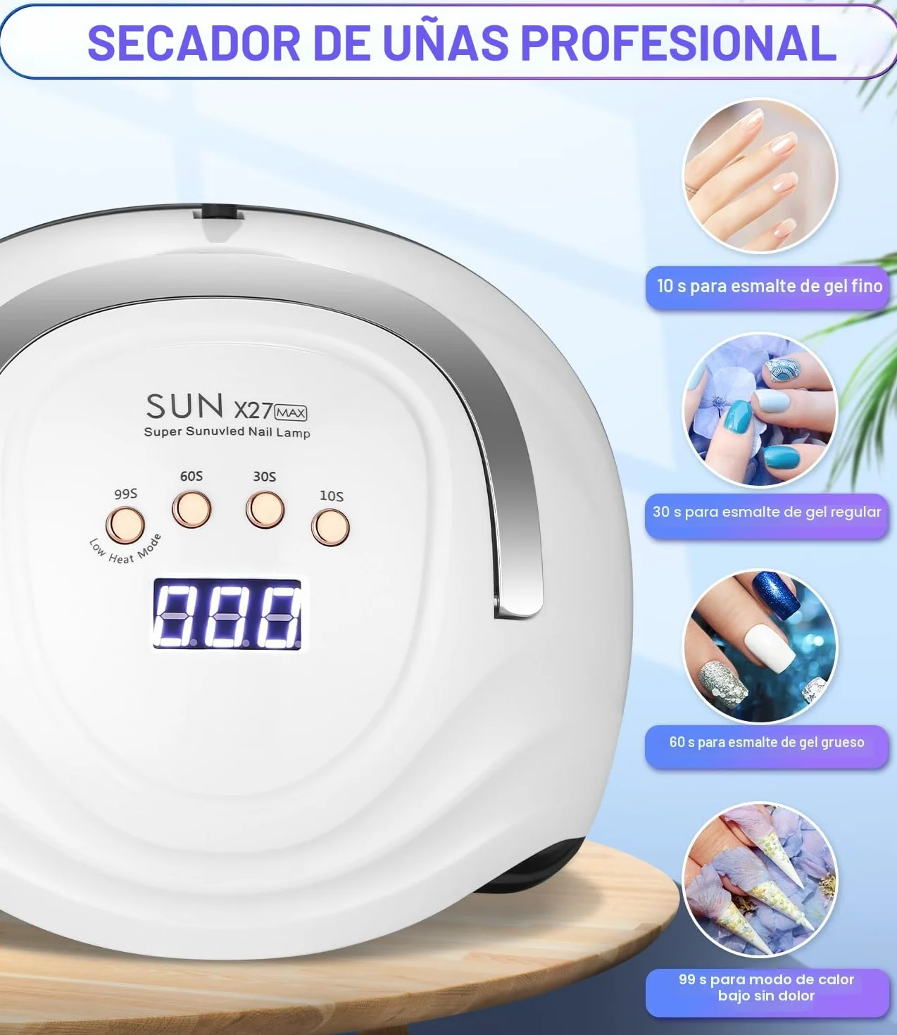Zawaer Lámpara de Uñas UV LED, 380W Profesional Lámpara Secadora de Uñas Rápido, 81 perlas de Lámparas, Curado de Esmalte de Gel y Pantalla LCD Para Manicura/Pedicura Nail Art en el Hogar