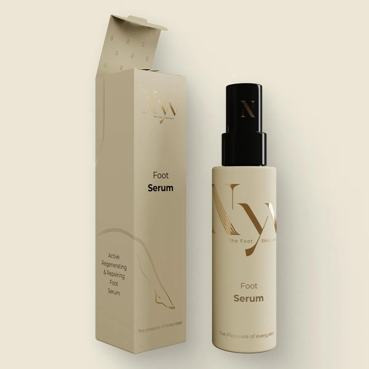 NYV Sérum Activo Regenerador y Reparador de Pies Antiedad con Acetyl Hexapeptide-8 y Diamante Coloidal - Baba de Caracol, Ácido Hialurónico y Niacinamida - Cuidado de Pies Premium Italiano - 50 ml