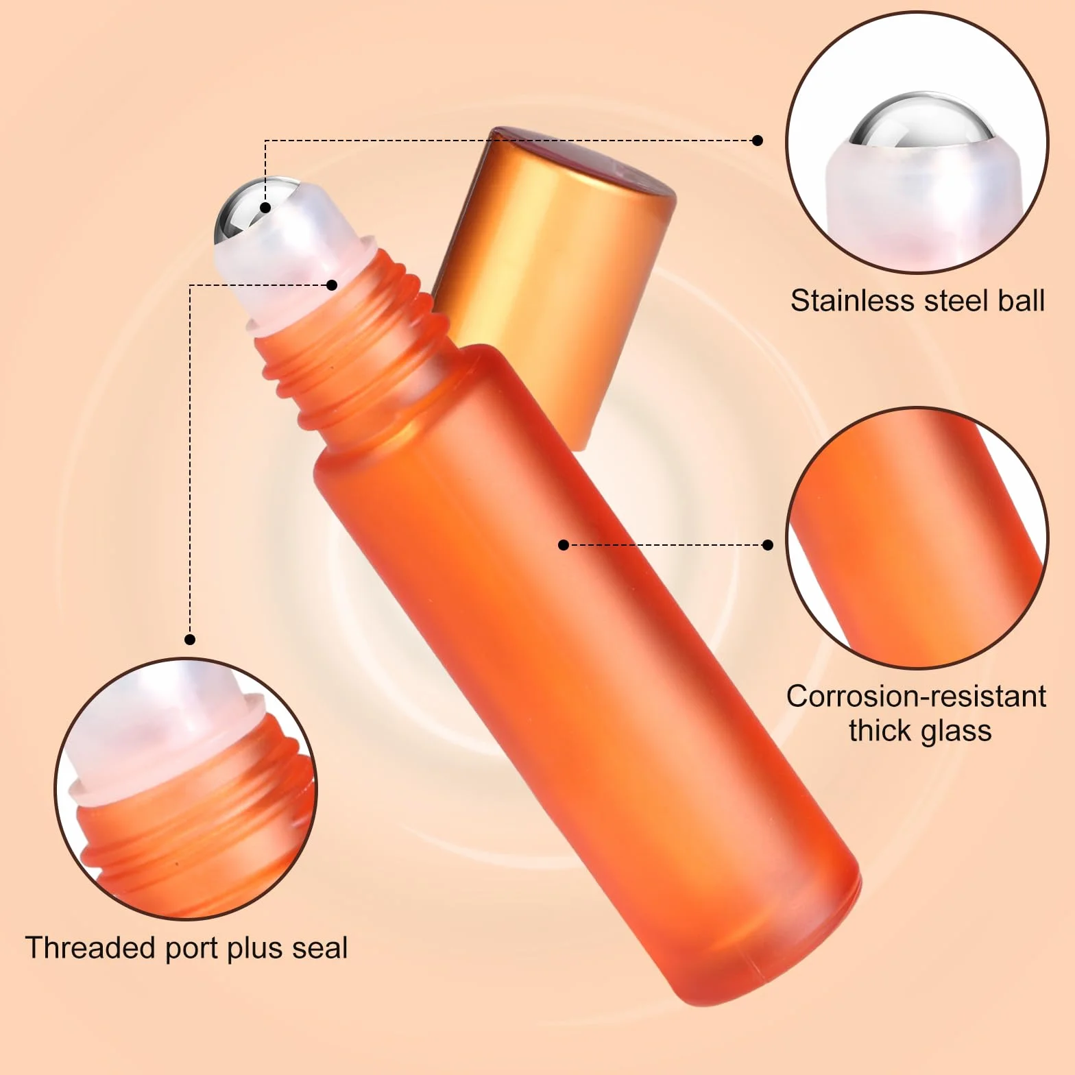 POFIBO 16 Piezas Roll On Bottle Botellas Aceites Esenciales con Bolas de Acero Inoxidable,Botellas de Aceite Esencial de 10 ml,Roll on Rellenable para Aceites Esenciales, Aromaterapia, Perfumes