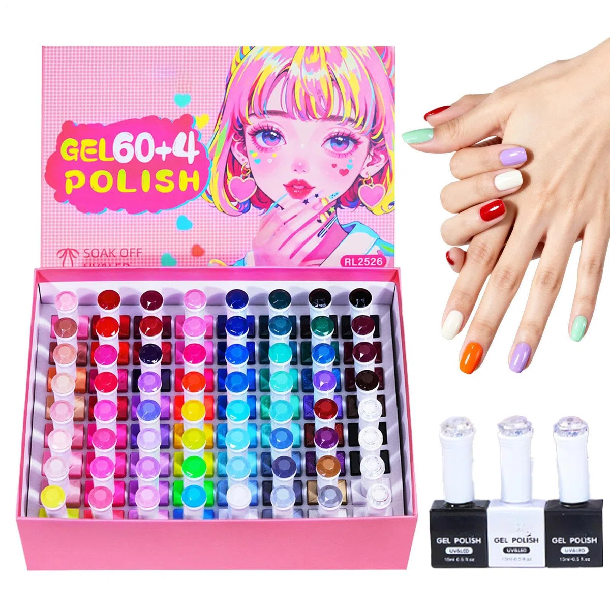 Kit De Esmalte De Uñas En Gel 60 Colores De Larga Duración Y Secado Rápido
