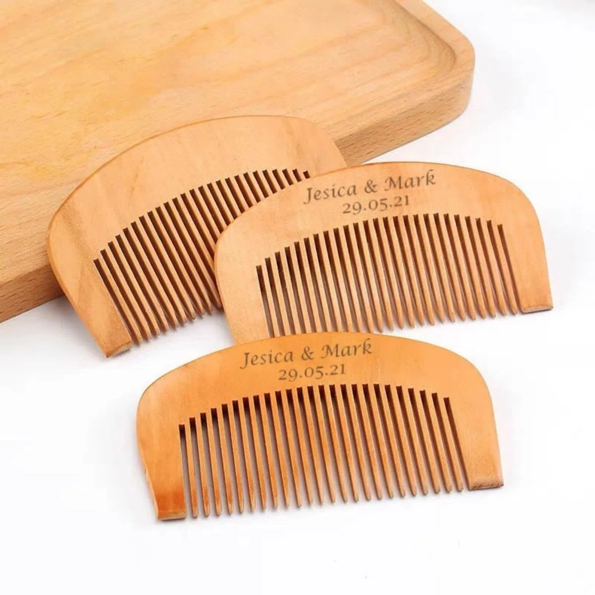 Peines personalizados para el pelo, recuerdos de boda y regalos personalizados, peine de madera grabado con nombre, peines de bolsillo de madera (70 unidades)