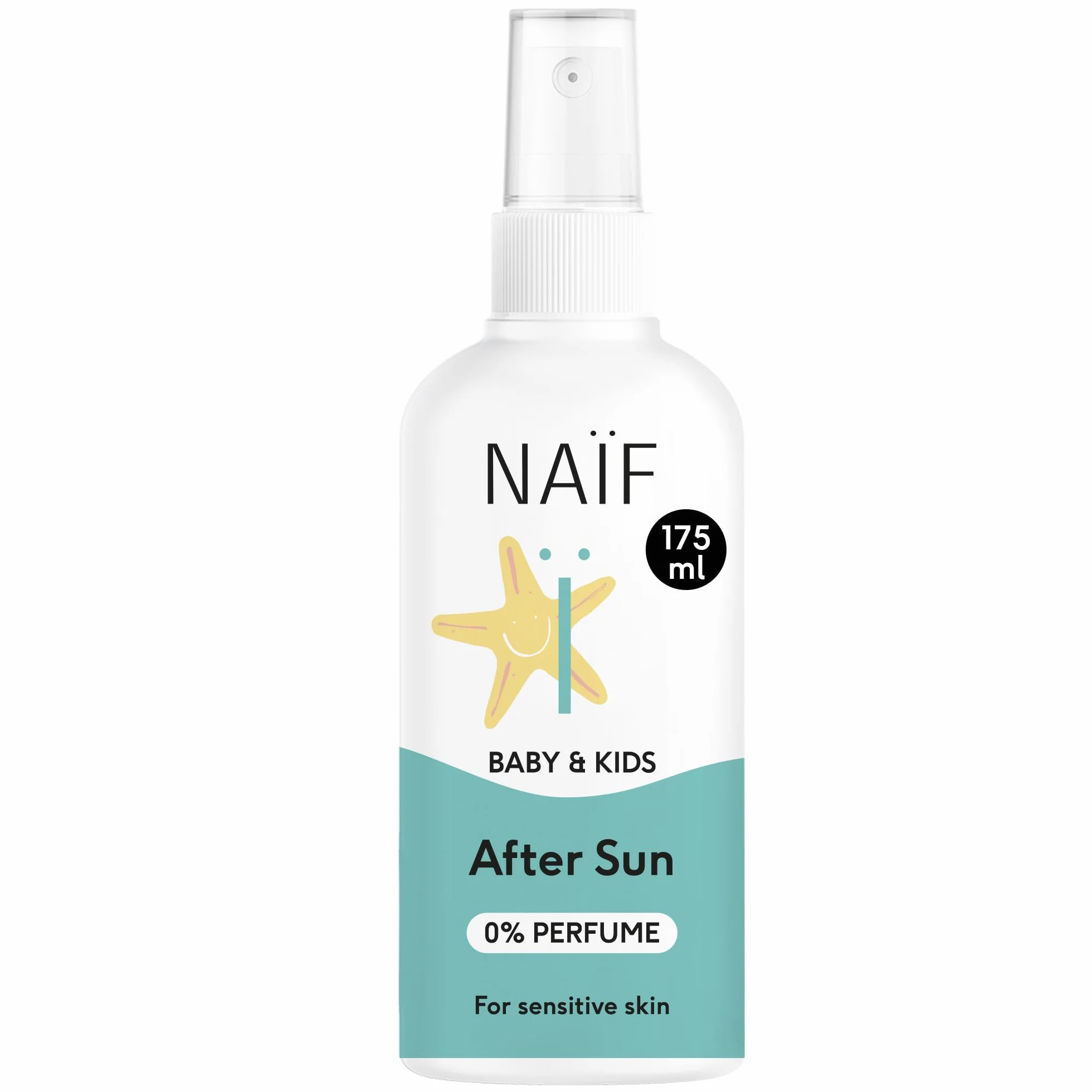 Naïf - Spray refrescante aftersun - para bebé y niño - 0% perfume - Calma y refresca la piel - Sin microplásticos, aceites minerales ni siliconas - Dermatológicamente probado - Vegano - 175 ml