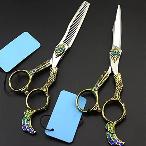 Juego de Tijeras de peluquería de Acero Inoxidable con diseño ergonómico, Herramientas Profesionales, Resistentes a la corrosión y con Cuchillas afiladas.