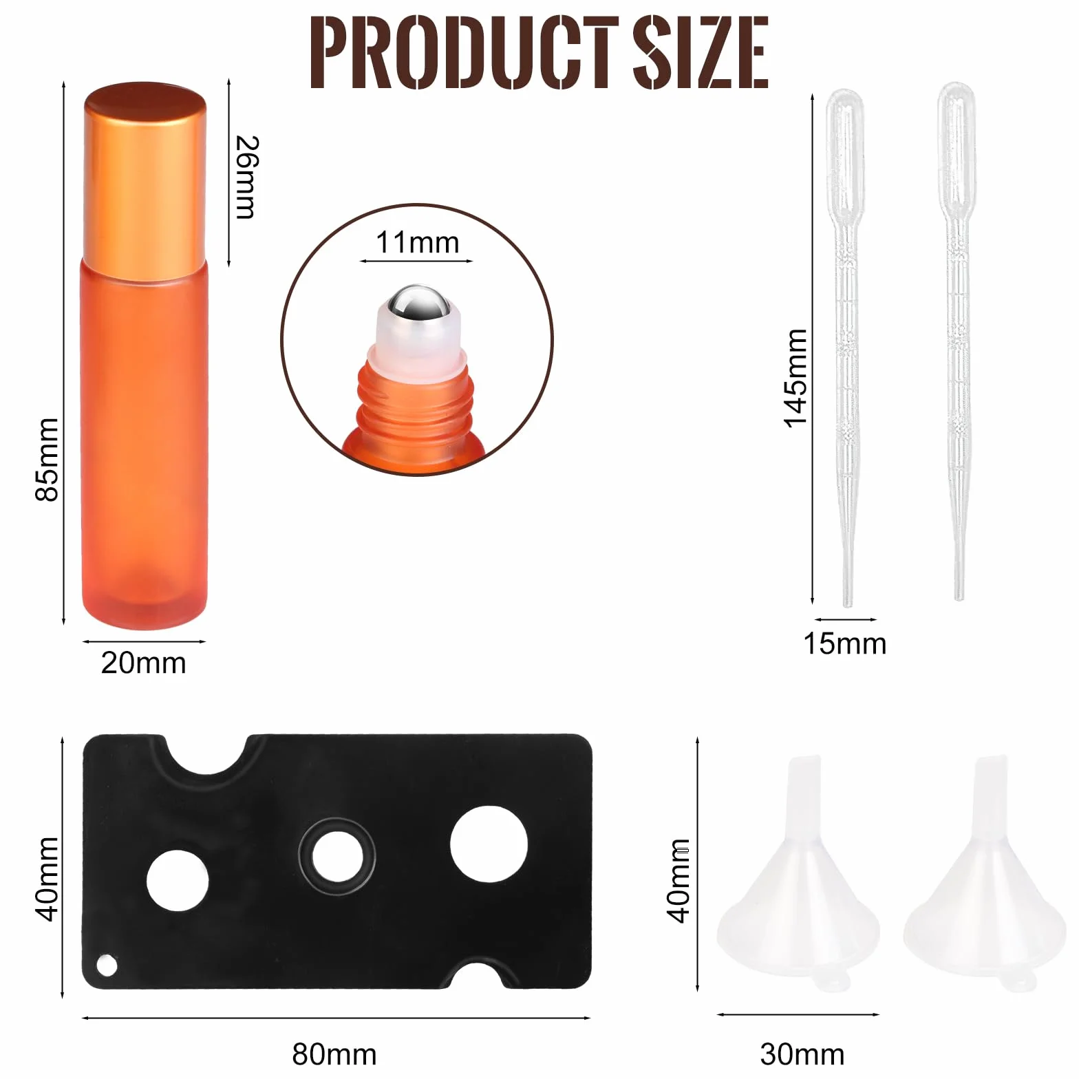 POFIBO 16 Piezas Roll On Bottle Botellas Aceites Esenciales con Bolas de Acero Inoxidable,Botellas de Aceite Esencial de 10 ml,Roll on Rellenable para Aceites Esenciales, Aromaterapia, Perfumes