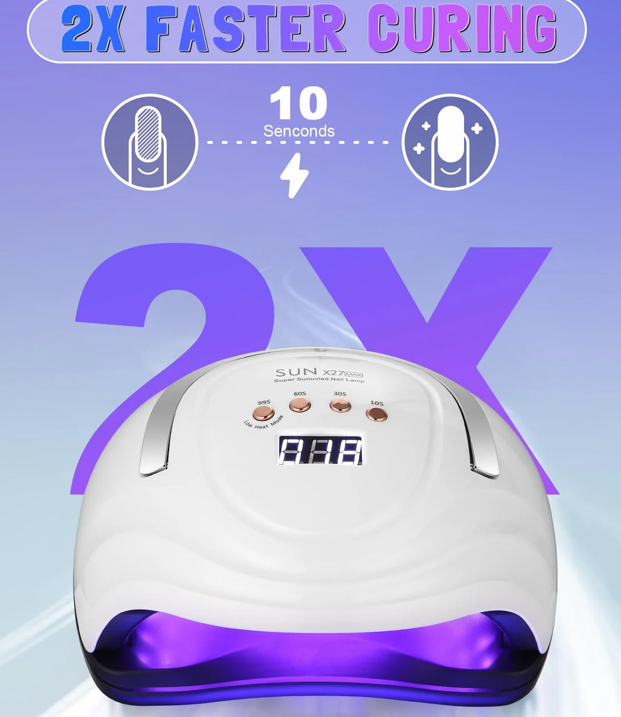 Zawaer Lámpara de Uñas UV LED, 380W Profesional Lámpara Secadora de Uñas Rápido, 81 perlas de Lámparas, Curado de Esmalte de Gel y Pantalla LCD Para Manicura/Pedicura Nail Art en el Hogar