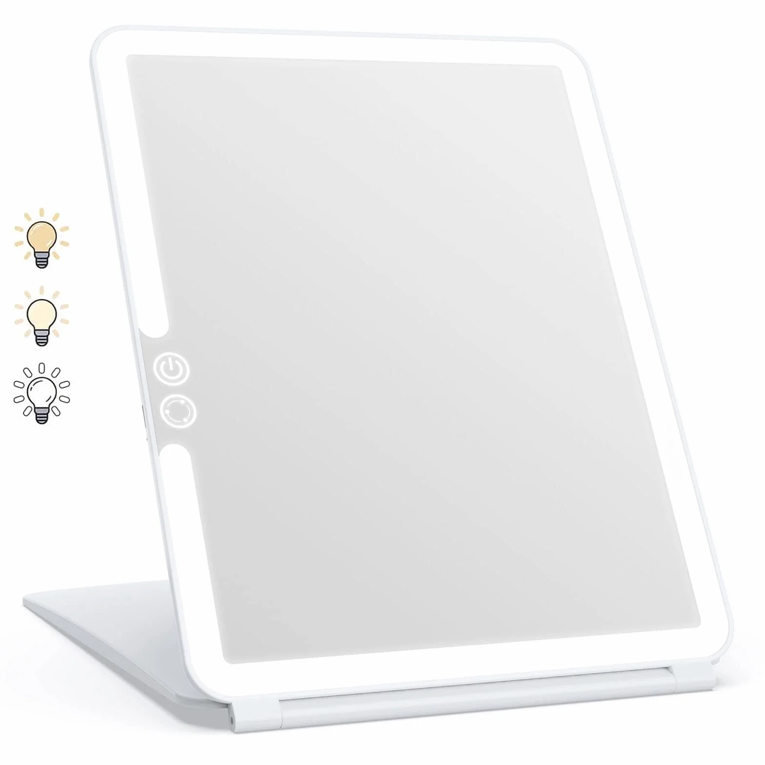 WEILY Espejo Maquillaje con Luz LED 72 Luces Pantalla Táctil 3 Colores Ajustable 2000mA USB Recargable Blanco