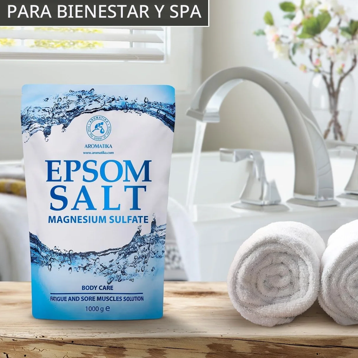 Sal de Epsom 1000g - 100% Pura & Natural - Fuente Concentrada de Magnesio - Relajación & Recuperación Muscular - Desintoxicación - Cuidado del Cuerpo - Cura - Mejor Buen Sueño