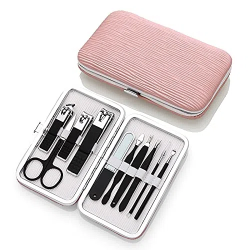 Cortaúñas para pies, Juego de cortaúñas Negro, Juego de Herramientas de manicura para uñas de 18 Piezas con Pintura elástica, Juego de cortaúñas Elegante y Funcional