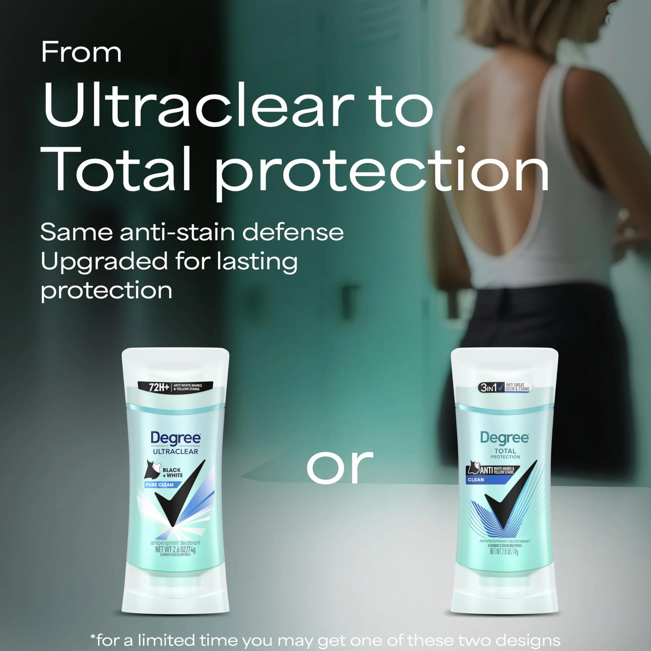 Degree Women Antiperspirant Deodorant Stick Twin Pack, Pure Clean 2.6 oz by Degree