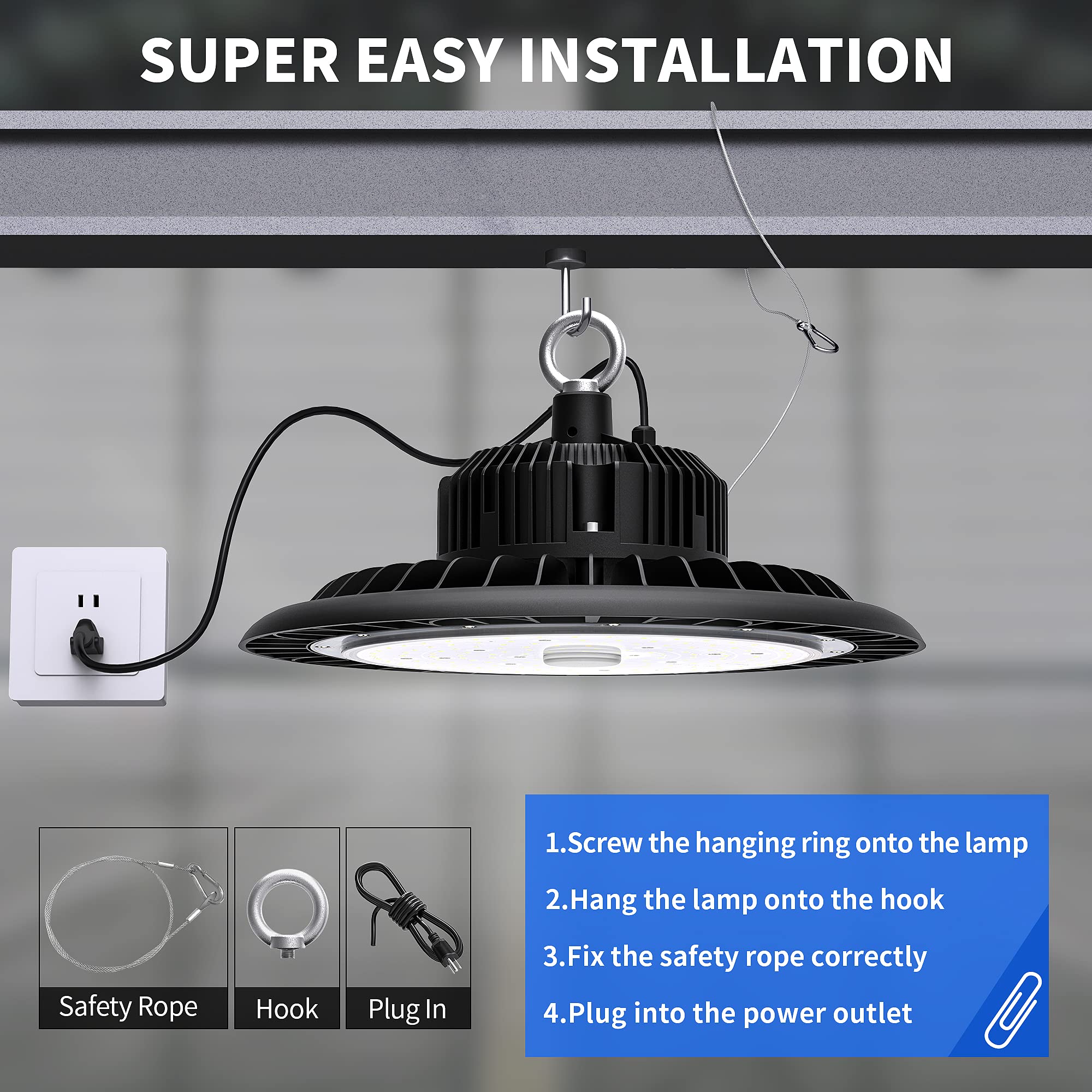 150W Industrial LED High Bay, 21000 Lumens, 5000K, IP65 Rated