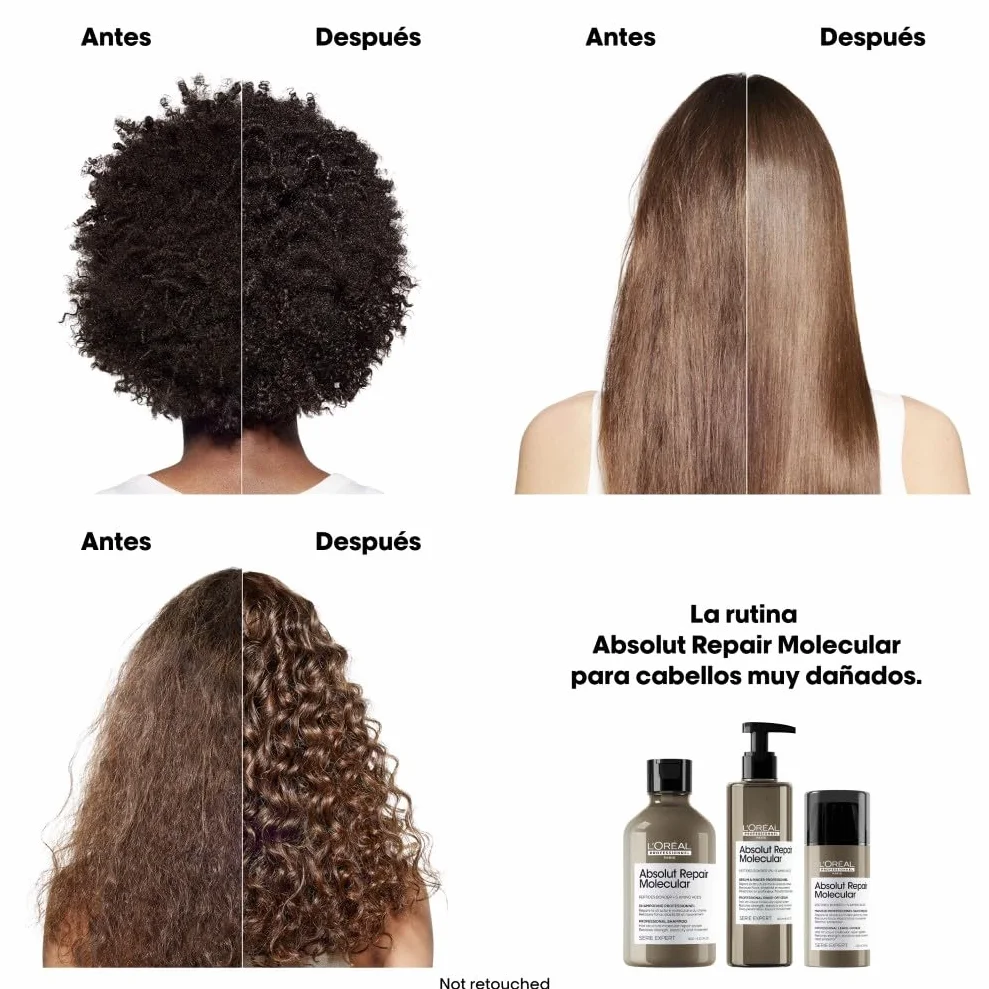 L’Oréal Professionnel, Absolut Repair Molecular Mascarilla Reparadora Sin Aclarado, Textura Crema, Repara Daños y Fortalece, Termoprotección, Fórmula Patentada, para Cabello Dañado