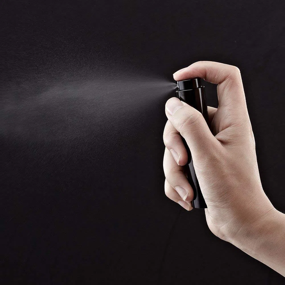 Tekson 10 atomizadores de perfume de viaje de 8 ml, recipientes de colonia recargables, dispensador de botella vacía para mini pulverizador de tamaño (negro)