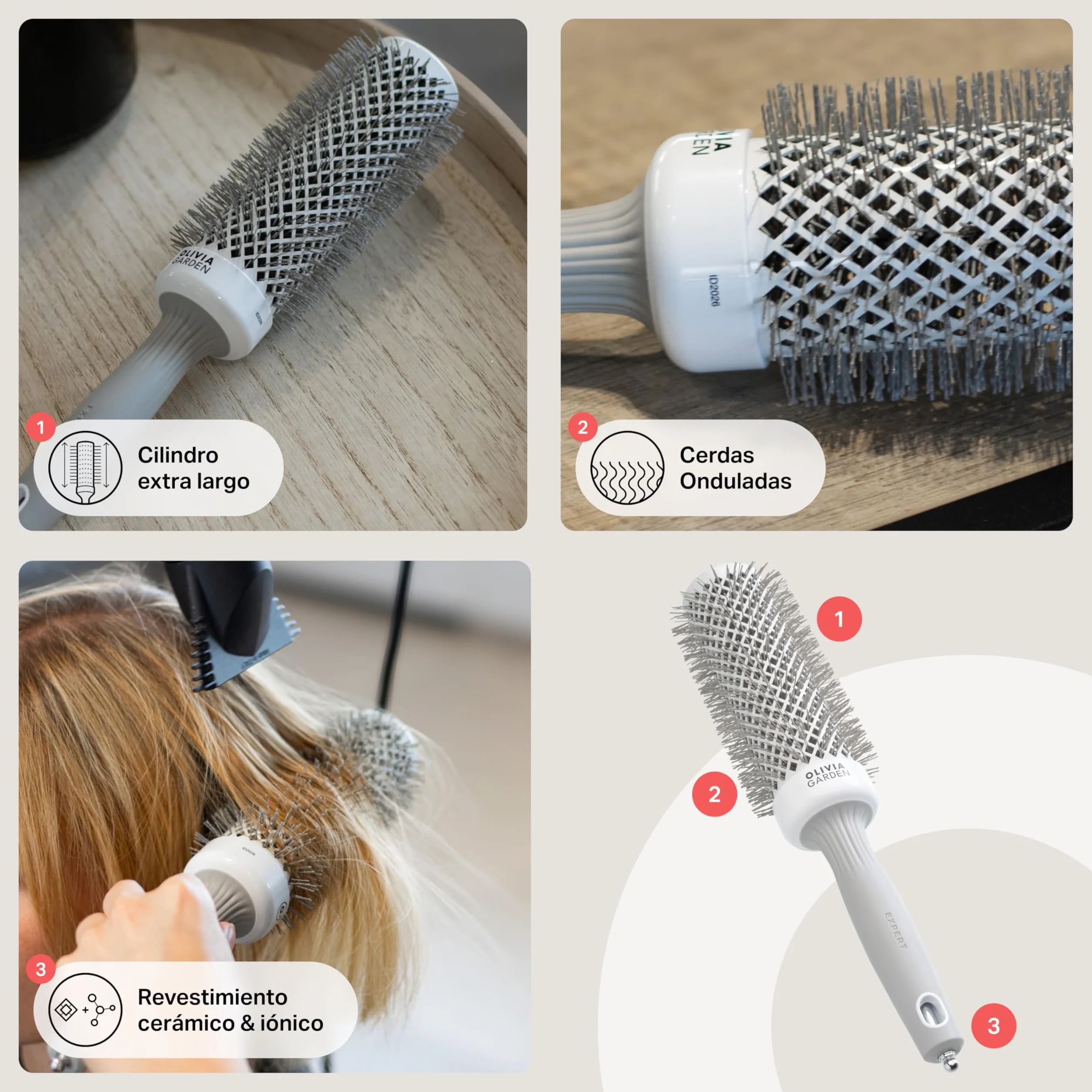 Olivia Garden Expert Blowout Speed – Cepillo redondo de cerámica con cuerpo extra largo para secados un 25% más rápidos