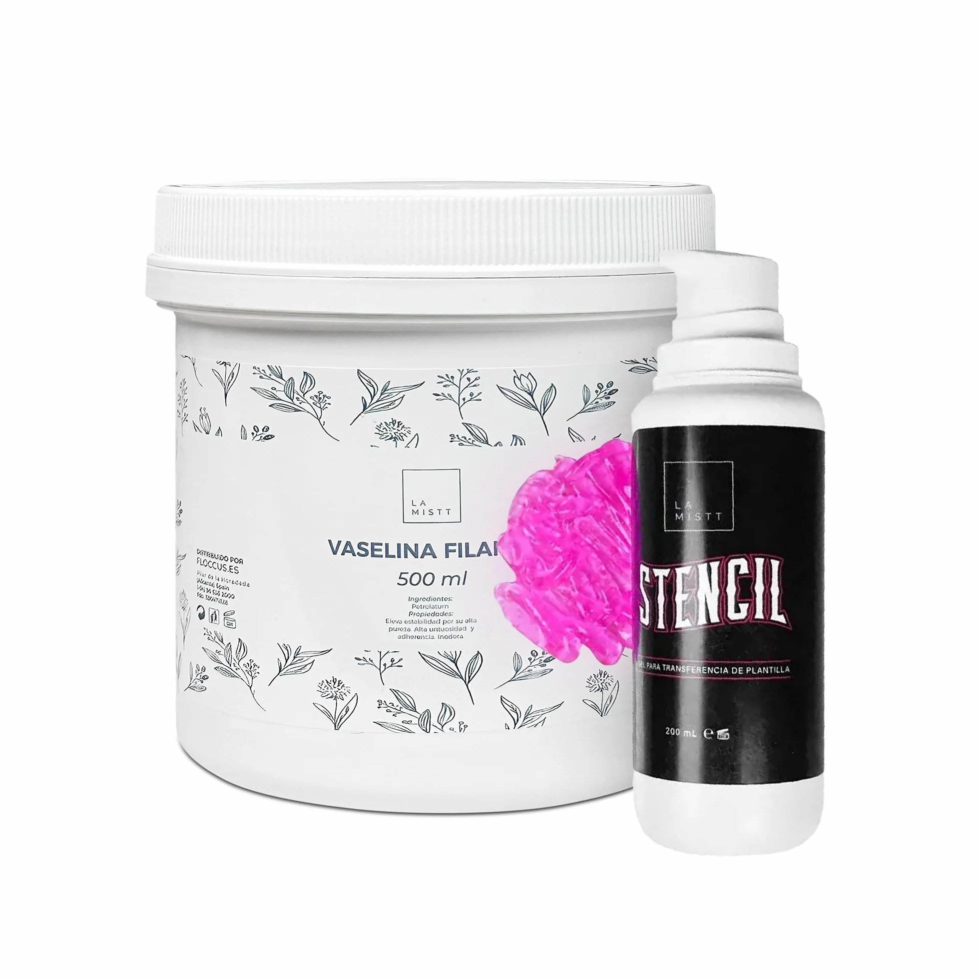 PACK Stencil Tattoo Gel Loción Fijadora Plantillas 200 ml + Vaselina Filante de Uso Profesional 500 ml | Tatuajes