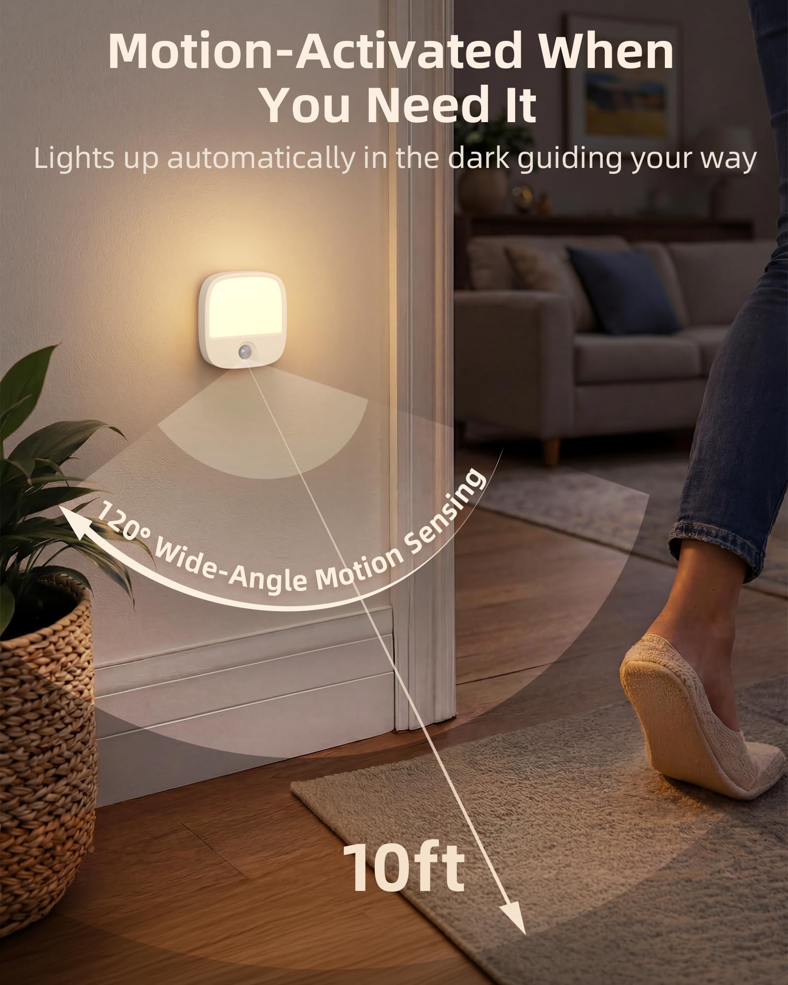 Rechargeable Magnetic Motion Sensor Night Light with Adjustable Colors
