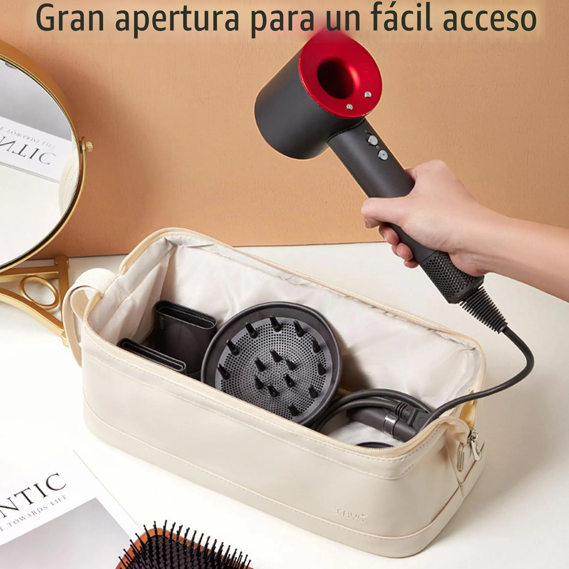 Bolsa de Almacenamiento de Viaje para Secador de Pelo Dyson Airwrap/Shark Flexstyle Complete Styler y Accesorios, Estuche de Viaje Portátil, Funda Plancha Pelo de Transporte (Blanco, Capa única)