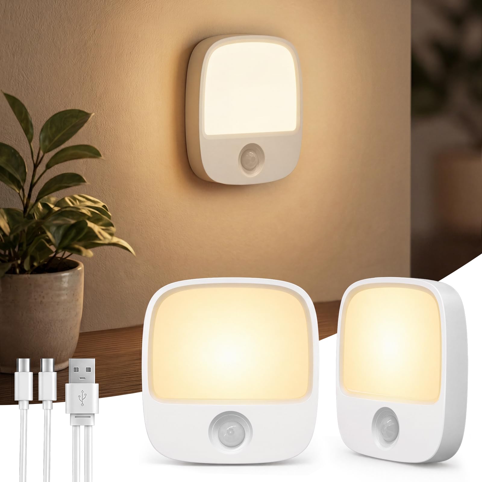Rechargeable Magnetic Motion Sensor Night Light with Adjustable Colors