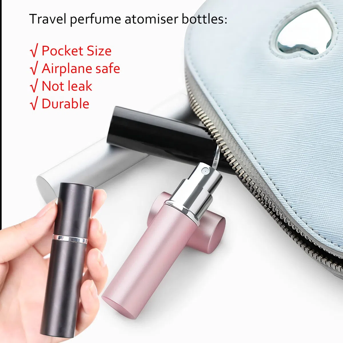 48 Piezas Mini 10 ml Aluminio Mezclado Botella de Spray Pequeño Vidrio Vacías con Bomba en Spray de Niebla Fina Atomizador Muestra para Perfume Artículos de Agua Líquidos Cosmético Viaje