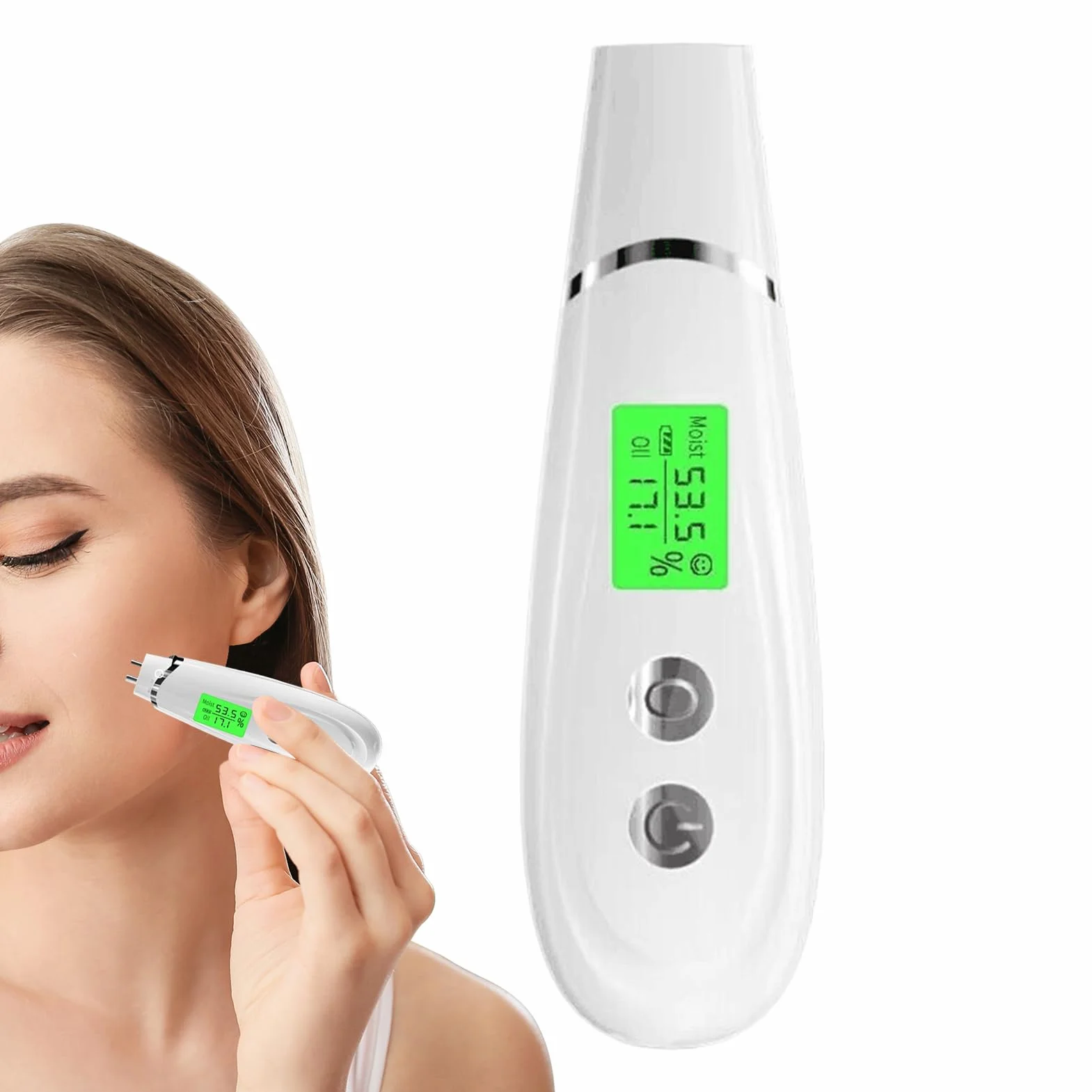Probador de humedad de la piel, máquina analizadora de piel, pantalla LCD digital profesional, dispositivo de cuidado facial para el hogar, salón de belleza o viajes