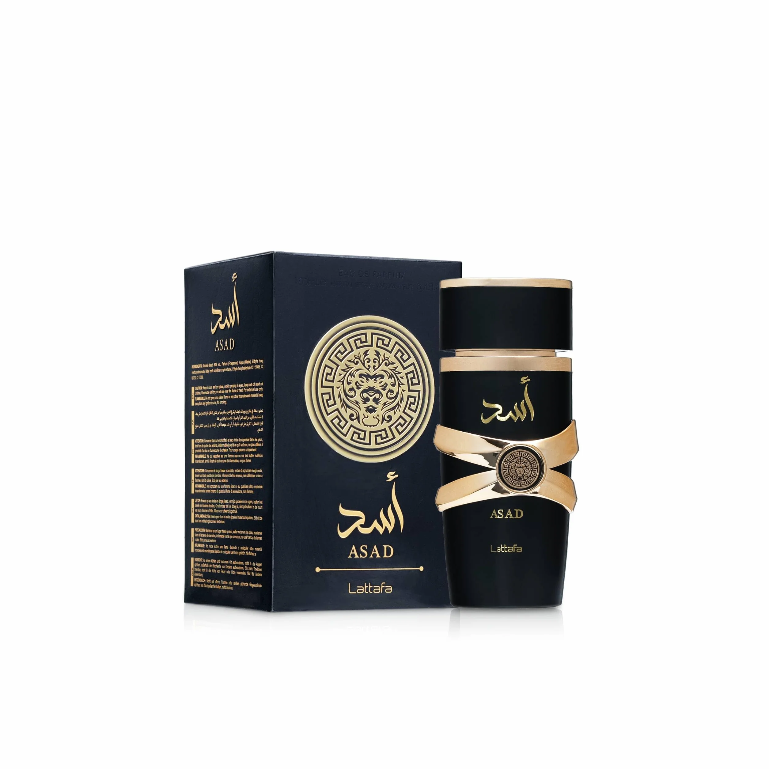 Lattafa Asad Perfume, fragancia refrescante de madera y almizcle, 100 ml, perfume unisex (paquete de 1)