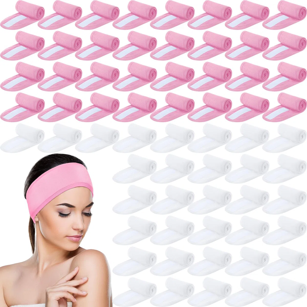 Tigeen 80 diademas de spa ajustables a granel para lavarse la cara, spa, diadema facial, diademas de maquillaje para mujer, diademas para el cuidado de la piel, bandas para el cabello para mujer, para