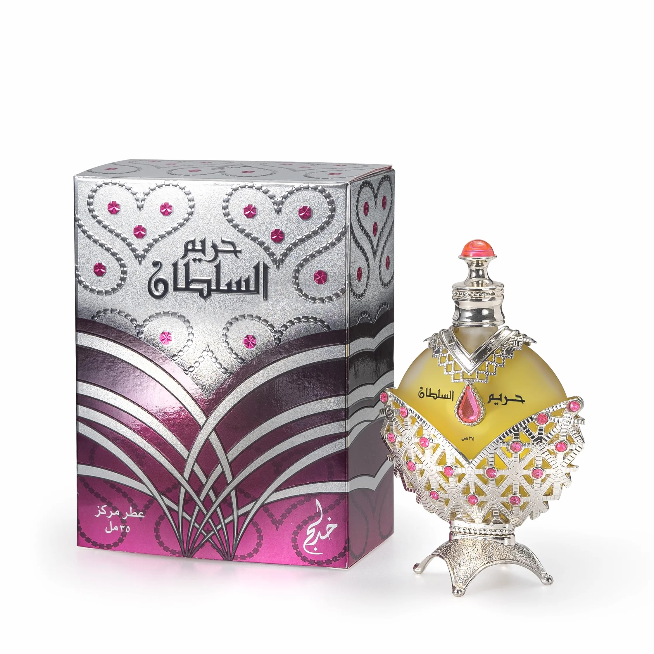 KHADLAJ PERFUMES - Aceite Perfumado Hareem Al Sultan Silver | Sin Alcohol | Fragancia Duradera | Para Piel Sensible | Bergamota, Rosa y Sándalo, 35 ml