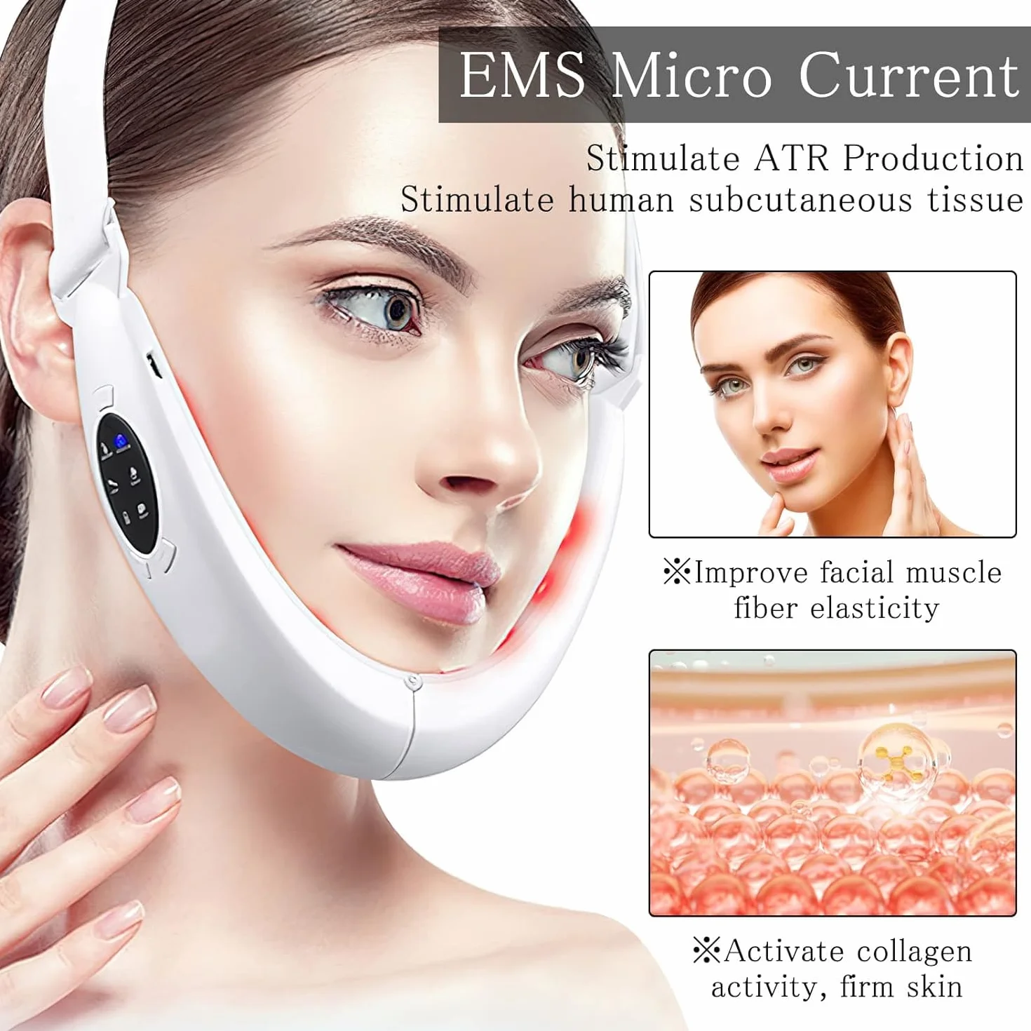 Reductor de Papada Masajeador Facial Electrico, Dispositivo de Belleza Facial para Papada EMS Vface de 5 Modos Reductor con Control Remoto, Papada Reductor Mujer para Quita Papada y Contorno Facial