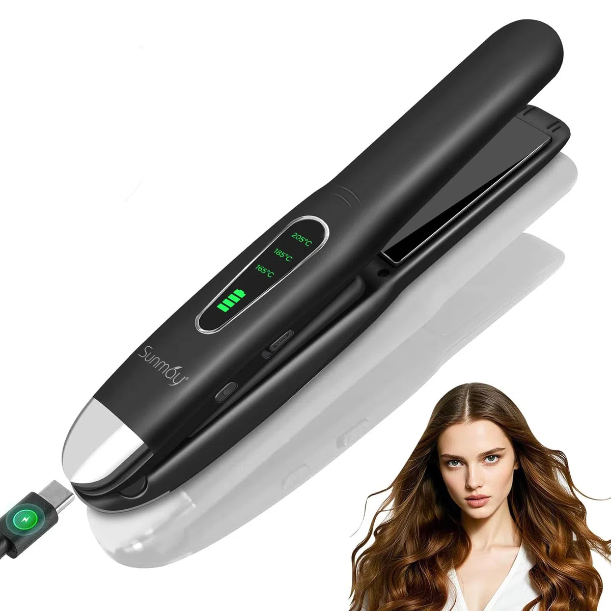 US-NEW Black Plancha para el pelo y Rizador Inalámbrico