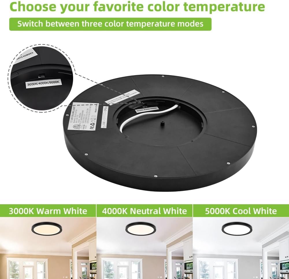 Black 12-Inch Adjustable Round LED Panel Light
