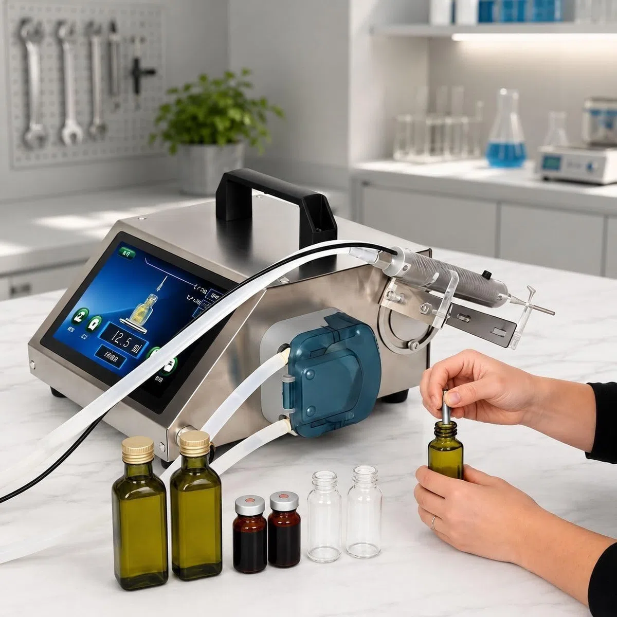 Llenadora de líquidos con Pantalla táctil, 3 boquillas para aceites Esenciales y perfumes