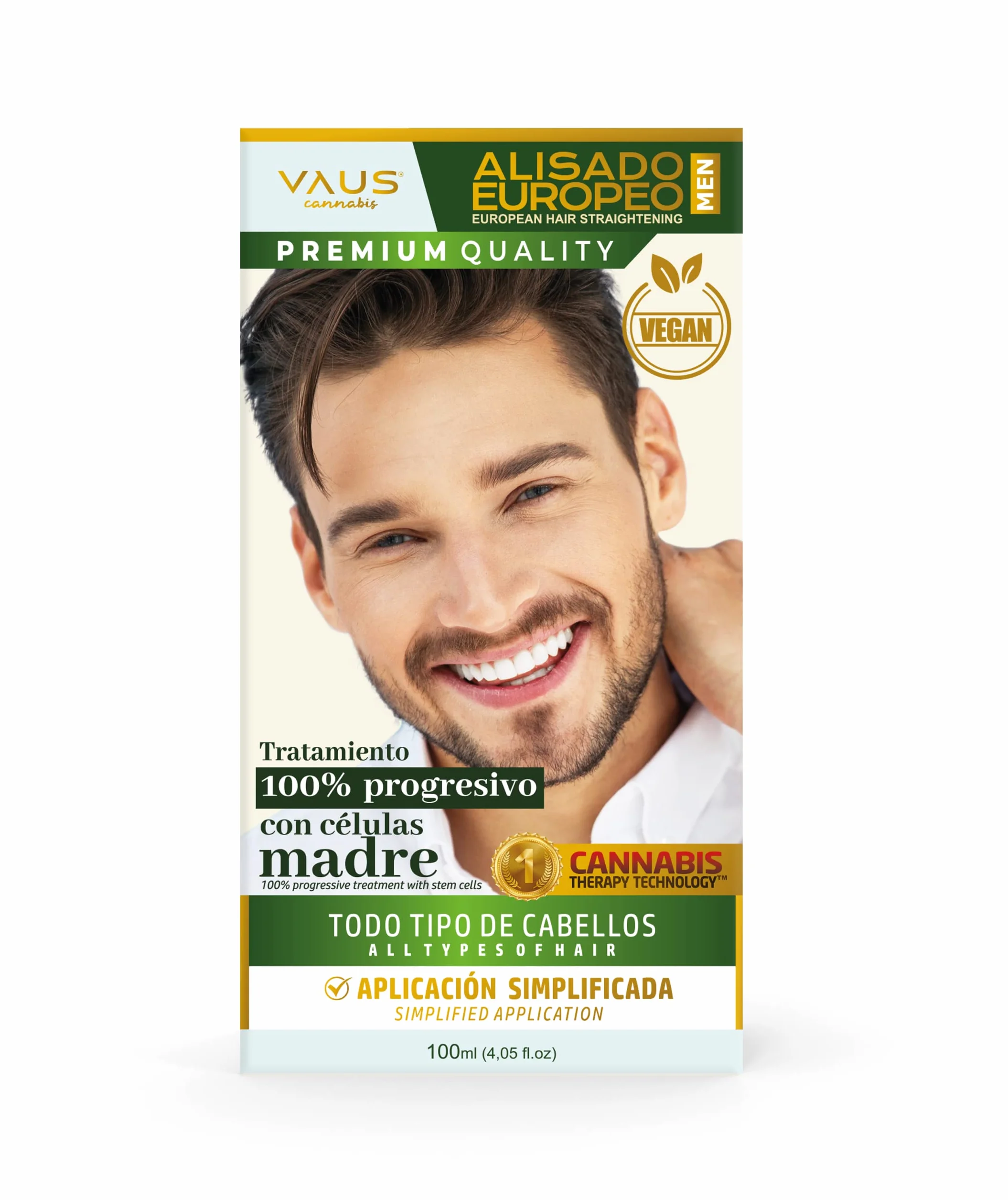 VAUS | Alisado orgánico Europeo | Tratamiento de Pelo Progresivo Patentado | Máximo cuidado barba | Kit Alisador Profesional con Peine | Vegano y Envase Biodegradable | Regalo original Para Hombre