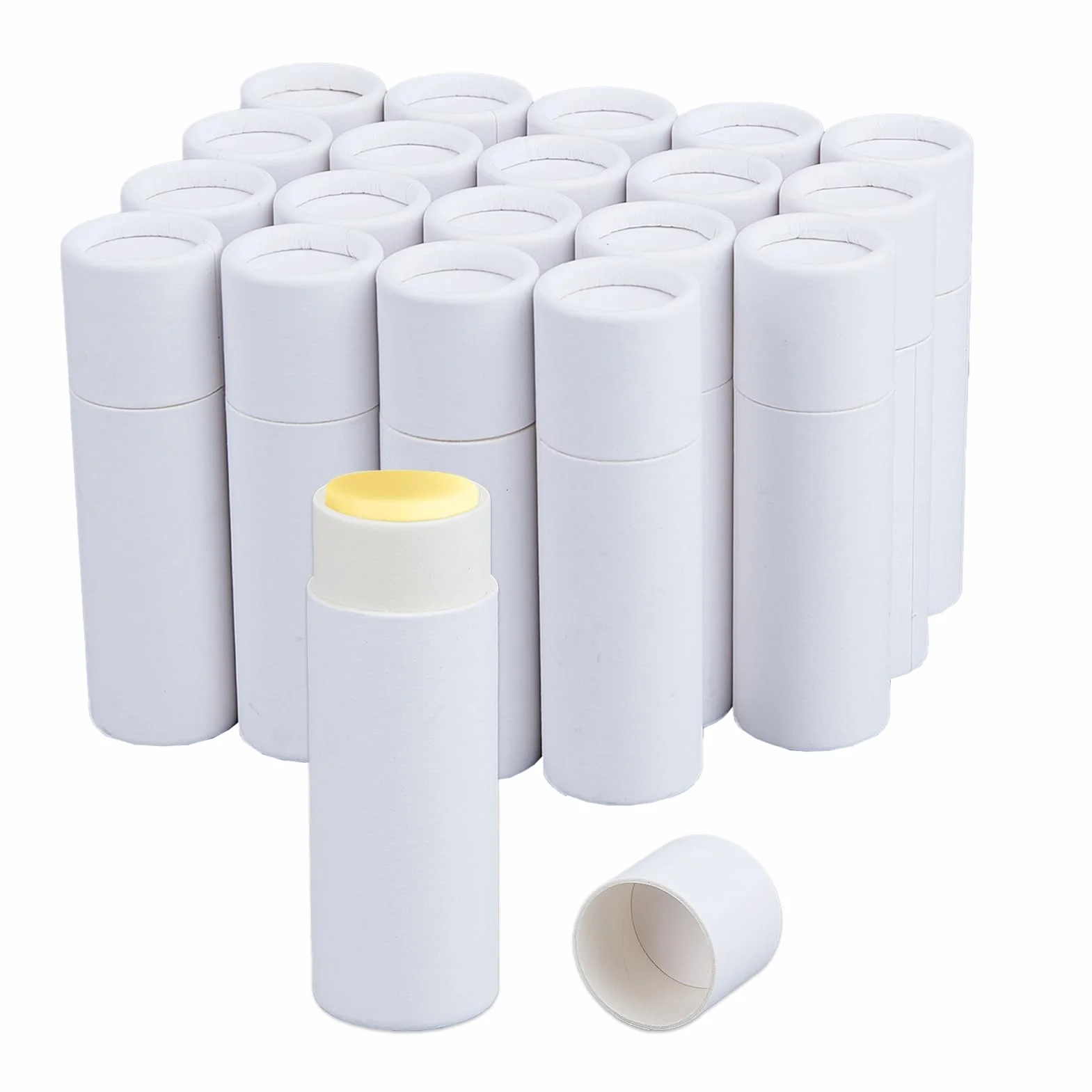 NICENEEDED 20 Tubo de Bálsamo Labial de Cartón Vacío, Tubo de Lápiz Labial de Papel Kraft Rellenable, Recipiente Redondo de Cartón para Brillo Labial