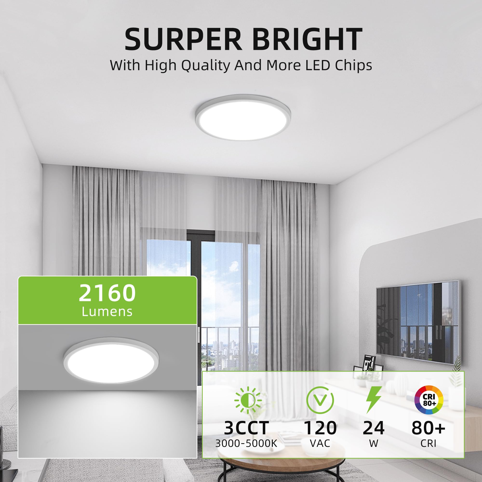 12-Inch Selectable CCT Round LED Flush Mount Light