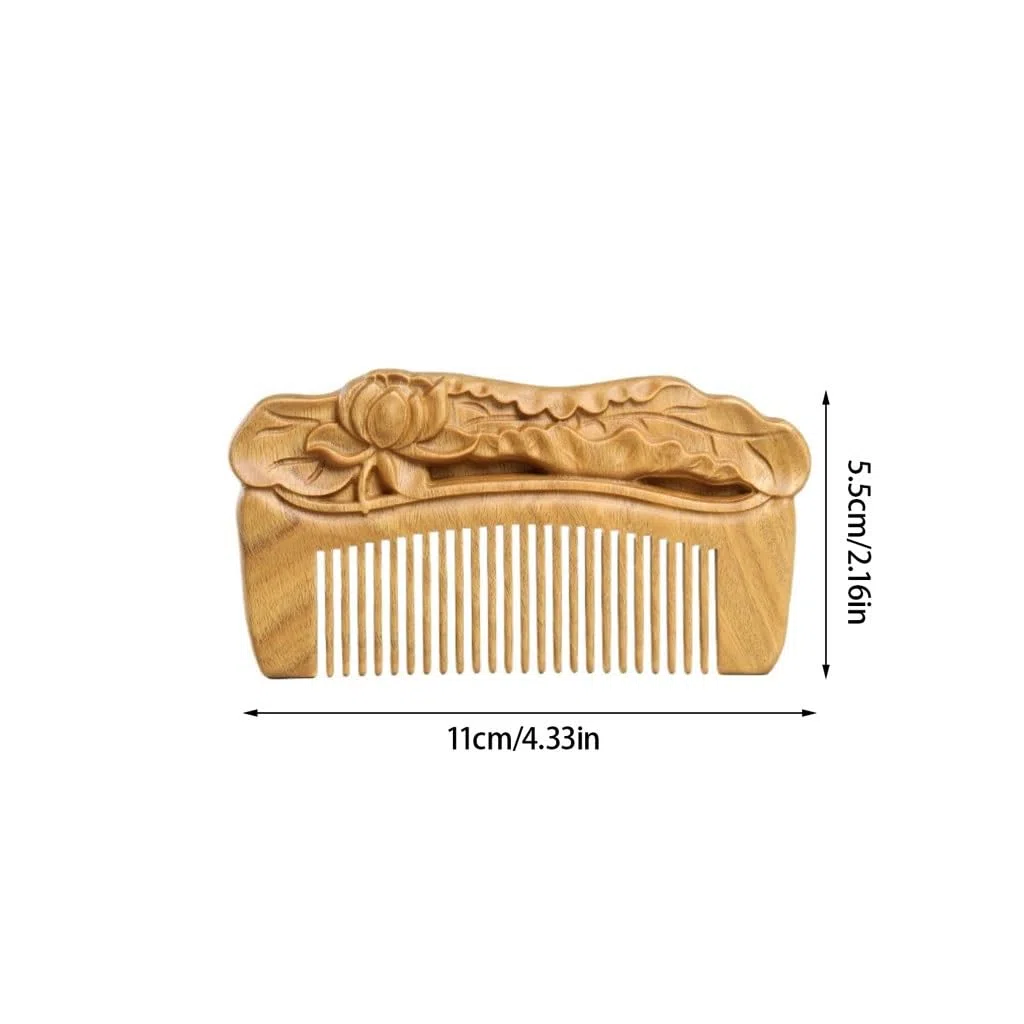 MRKU Peine Retro Chino portátil para Pelo Rizado, Peine de Madera para Barba, Peine para Pelo Largo para Mujer