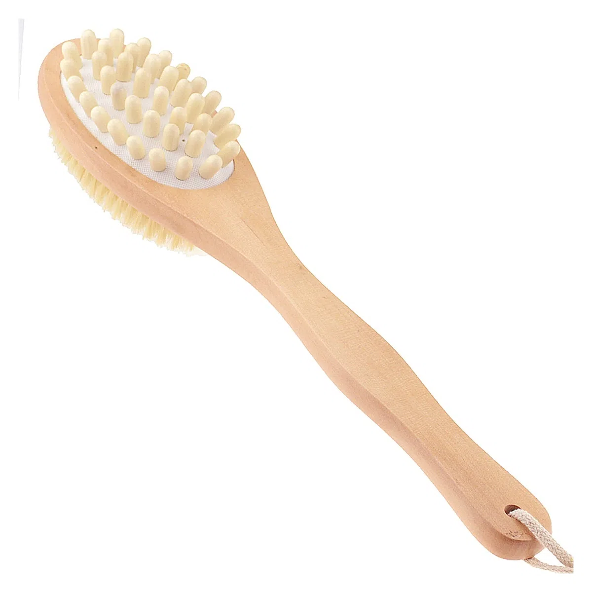 HMTE Cepillo 2 en 1 con cerdas Naturales, Cepillo de Mango Largo, Cepillo de Ducha de SPA de Madera, cepillos de Masaje para baño, Toallas