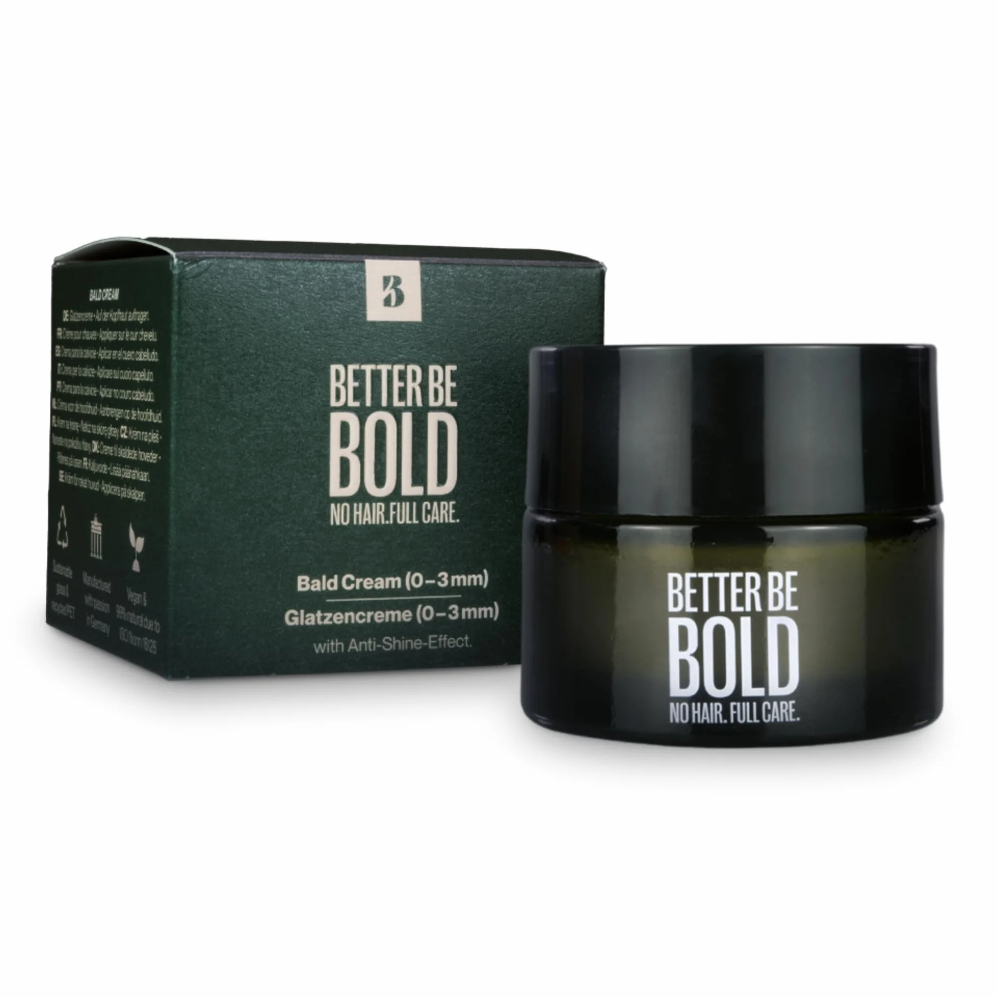 BETTER BE BOLD Crema mate cuero cabelludo rapado 50 ml I Efecto mate natural I Hidratación ligera aloe vera I Reduce brillo I piel sensible I cuidado cabeza calva hombre vegano