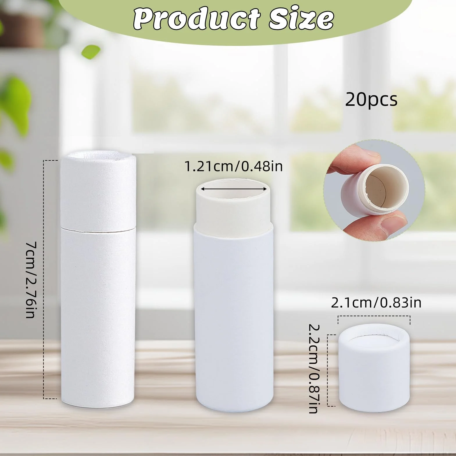 NICENEEDED 20 Tubo de Bálsamo Labial de Cartón Vacío, Tubo de Lápiz Labial de Papel Kraft Rellenable, Recipiente Redondo de Cartón para Brillo Labial