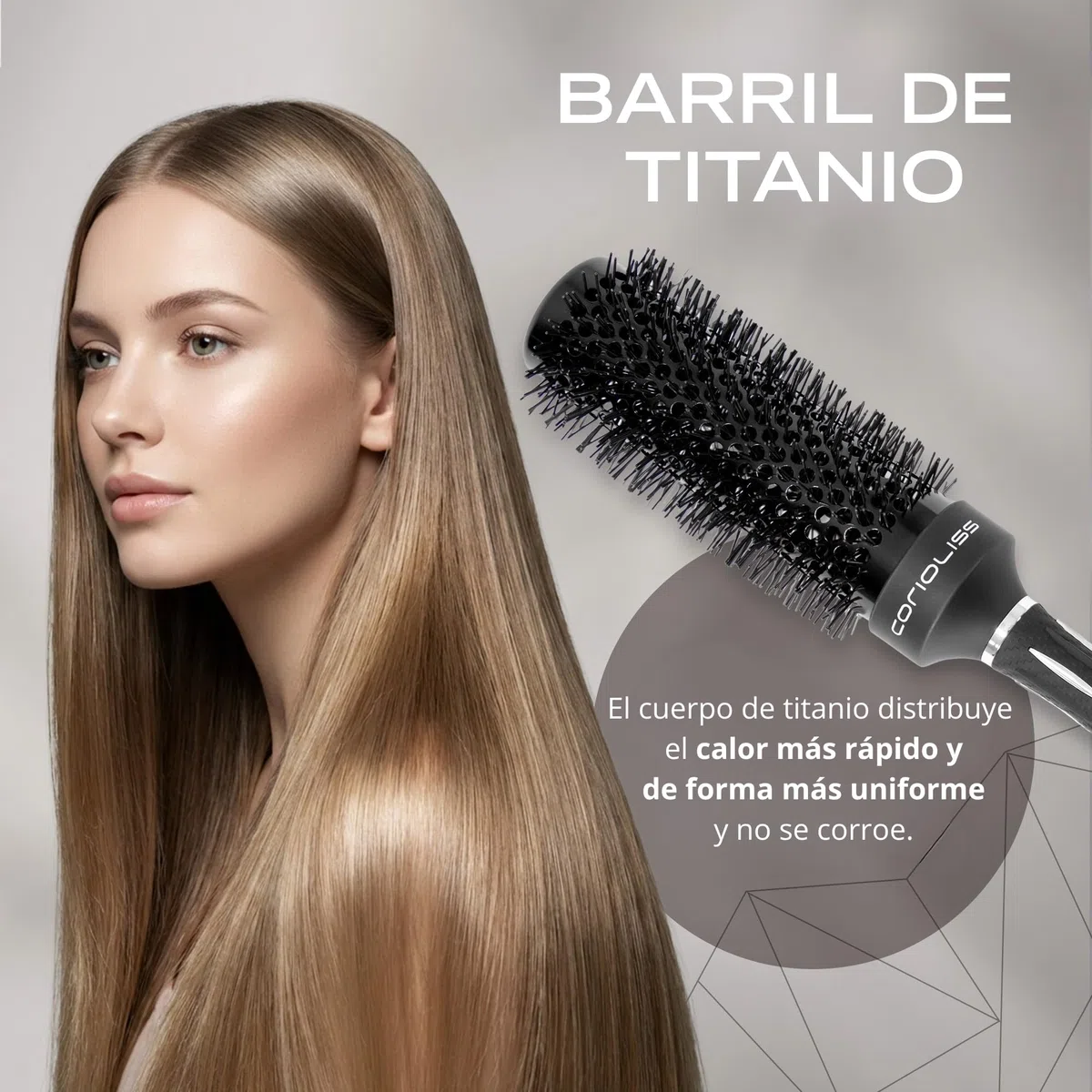 Corioliss Cepillo Redondo Pelo Profesional Kit 4 Tamaños Ø25-33-43-53 mm, Mango Antideslizante con Separador, Perfecto para Secar, Alisar y Dar Volumen con Secador - Brush Titanium Black Green