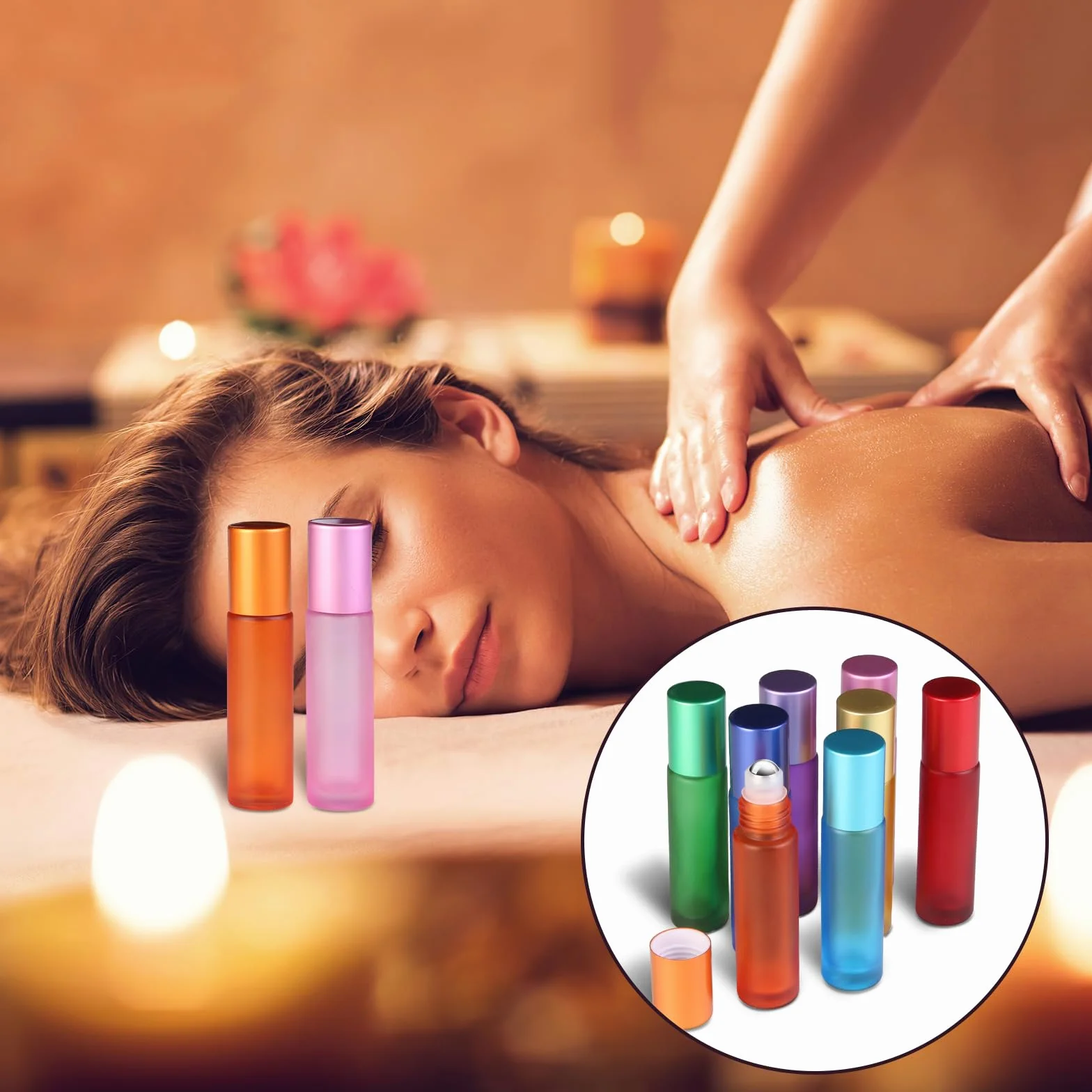 POFIBO 16 Piezas Roll On Bottle Botellas Aceites Esenciales con Bolas de Acero Inoxidable,Botellas de Aceite Esencial de 10 ml,Roll on Rellenable para Aceites Esenciales, Aromaterapia, Perfumes